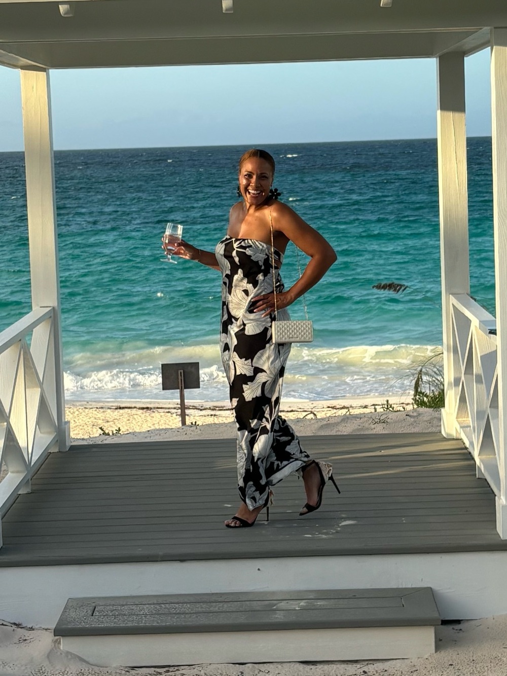 Black & White Floral Maxi Dress - Elegant Slip Style